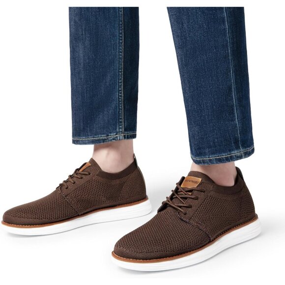 ⚡Men Brown Knit Flex Breeze Mesh Oxfords Lace-Up Lightweight Walking Sneaker - Picture 8 of 10